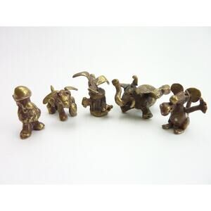 Vintage Handmade Bronze Mouse Elephant Dog Figures Mini